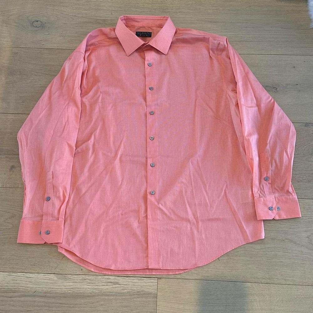 Alfani Pink Dress Shirt Long-Sleeved Business Wear